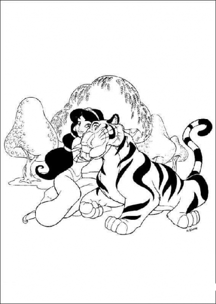 Jasmine and Rajah  coloring page image