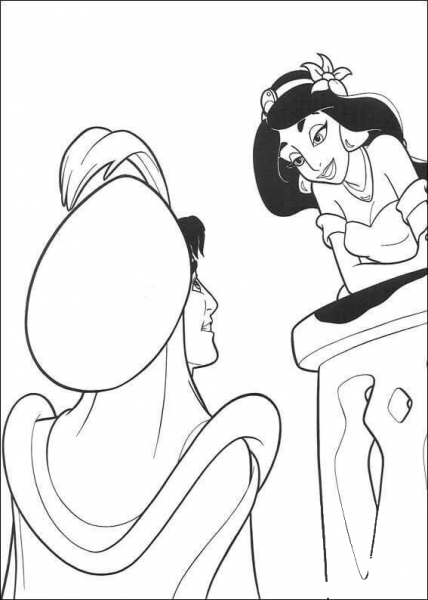 Jasmine Meets Aladdin coloring page image