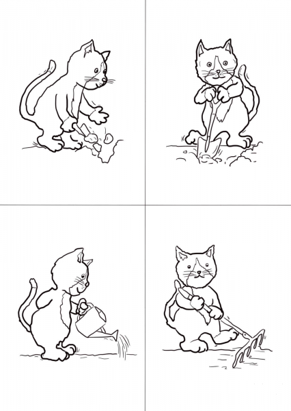 Jasper’s Beanstalk – Plant, Dig, Water and Rake coloring page image