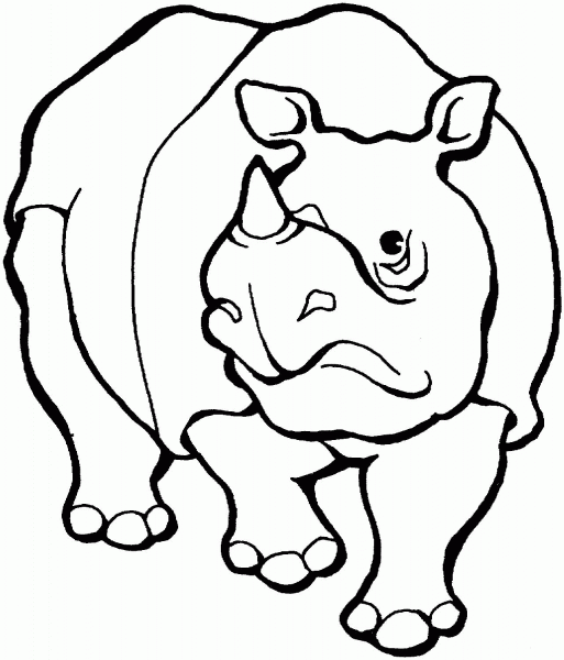 Javan rhinoceros coloring page image