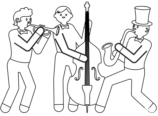 Jazz Band coloring page image
