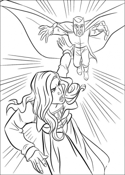 Jean Grey and Magneto coloring page image