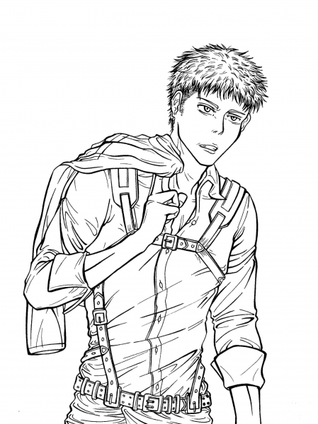 Jean Kirschtein from Manga Series Shingeki No Kyojin Attack on Titan Advancing Giants coloring page image