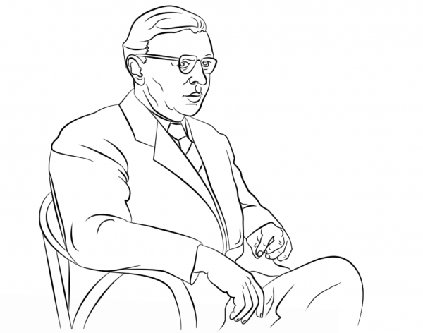 Jean-Paul Sartre coloring page image