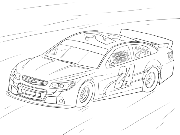 Jeff Gordon NASCAR Car coloring page image