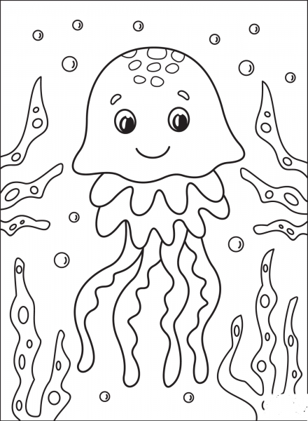 Jellyfish coloring page image