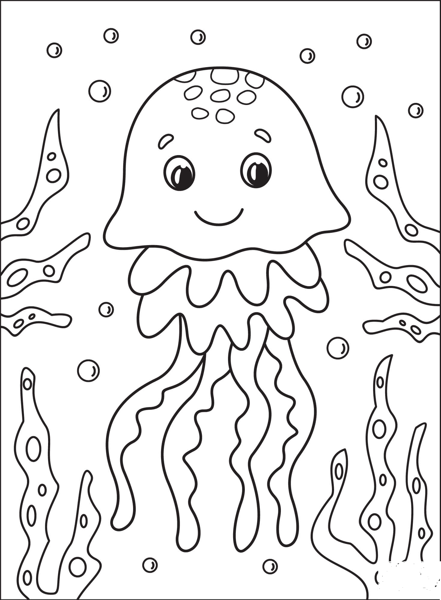 Jellyfish coloring page - ColouringPages