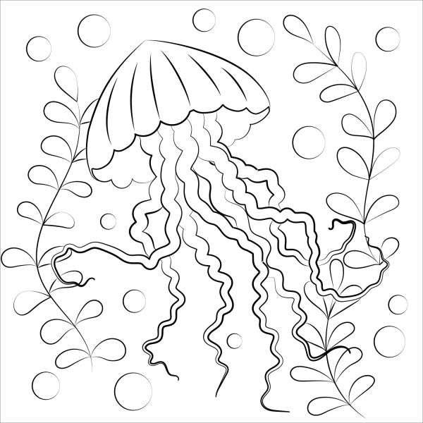 Jellyfish coloring page image