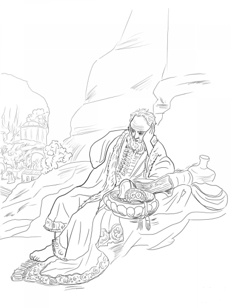 Jeremiah Lamenting the Destruction of Jerusalem coloring page image