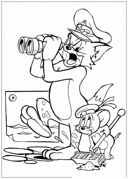 Jerry Is Cleaning The Ship  coloring page image