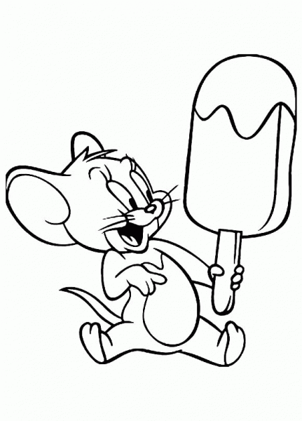 Jerry Is Eating an Ice Cream  coloring page image