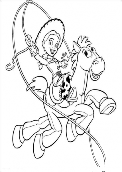 Jessie Is Riding a Horse  coloring page image