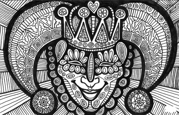 Jester Zentangle coloring page image