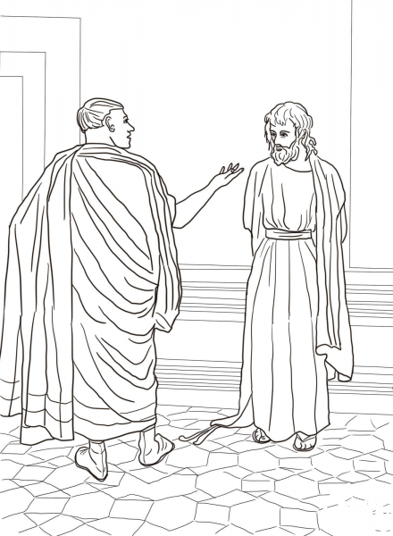 Jesus and Pilate coloring page image