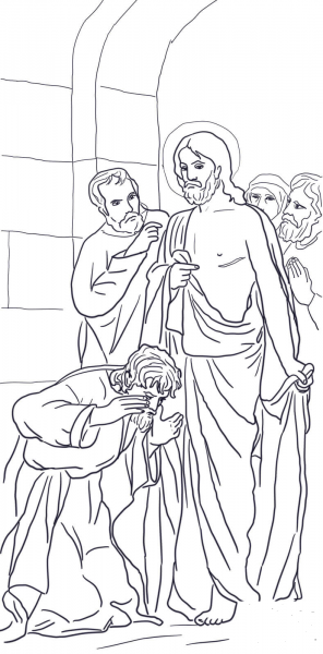 Jesus Appears to Thomas  coloring page image