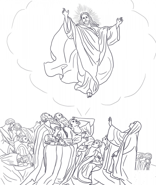 Jesus Ascends to Heaven coloring page image