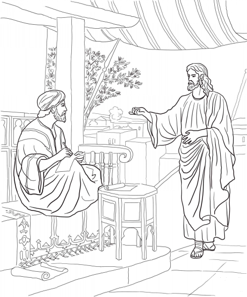 Jesus Calls Matthew coloring page image