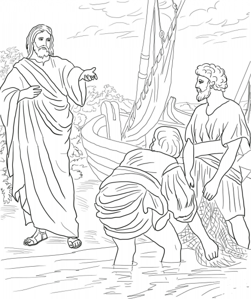 Jesus Calls the First Disciples coloring page image