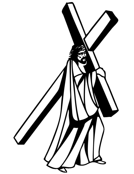 Jesus Christ Carrying the Cross coloring page image