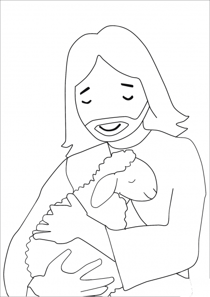 Jesus Christ with Lamb coloring page image