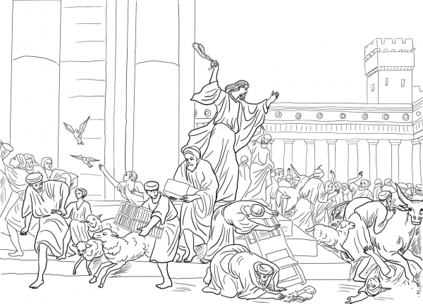 Jesus Cleansing the Temple coloring page image
