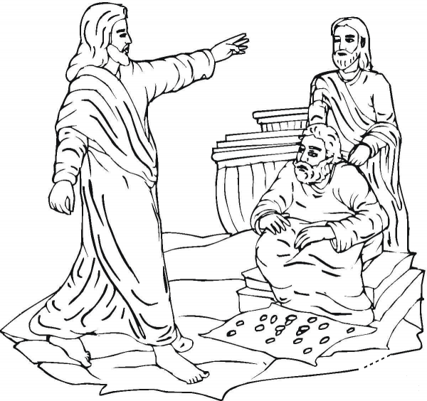 Jesus clears the temple coloring page image