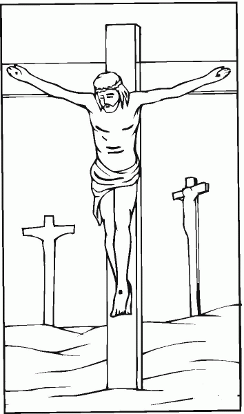 Jesus crucified on the cross coloring page image