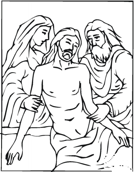 Jesus Descent From The Cross  coloring page image