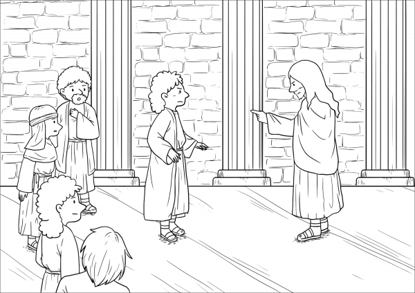 Jesus Drives Out an Impure Spirit (Mark 1:21-28) coloring page image
