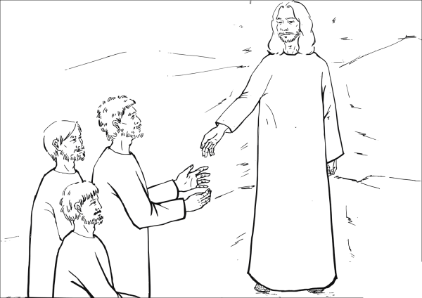 Jesus Face Shone like the Sun and His Clothes Became as White as the Light coloring page image