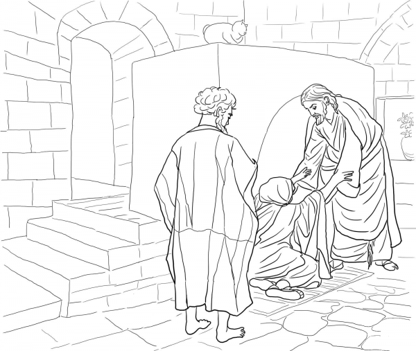 Jesus Healing Peter’s Mother in Law coloring page image