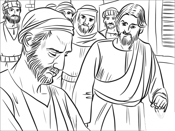 Jesus Heals a Man Born Blind coloring page image