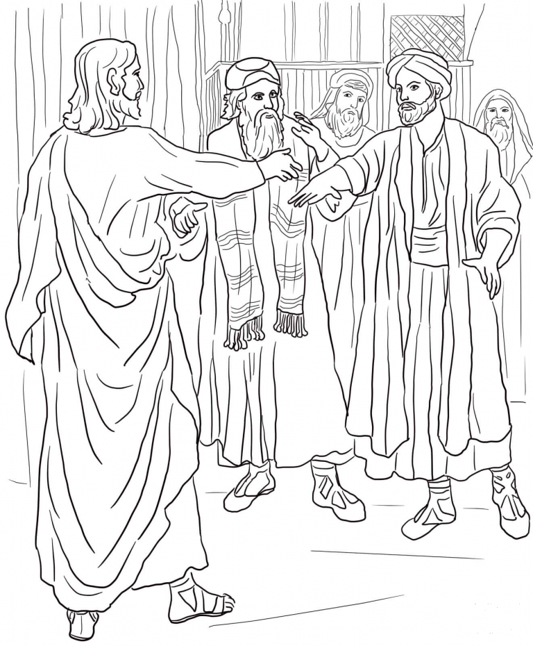 Jesus Heals a Man with a Withered Hand coloring page - ColouringPages