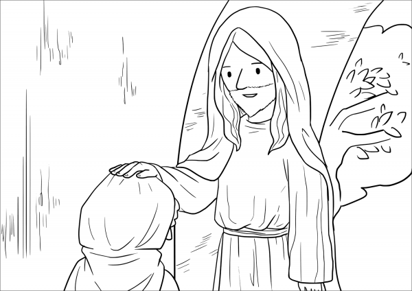 Jesus Heals a Man With Leprosy (Mark 1:40-45) coloring page image