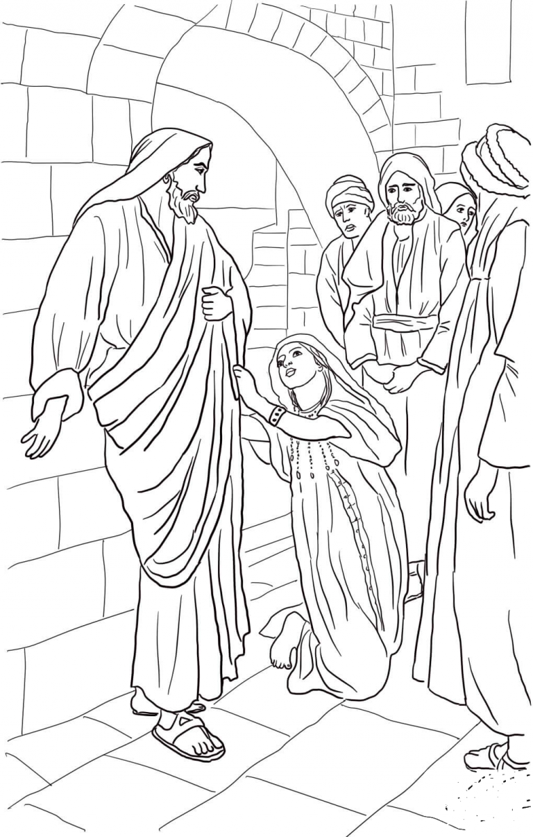 Jesus Heals Canaanite Woman's Daughter coloring page - ColouringPages