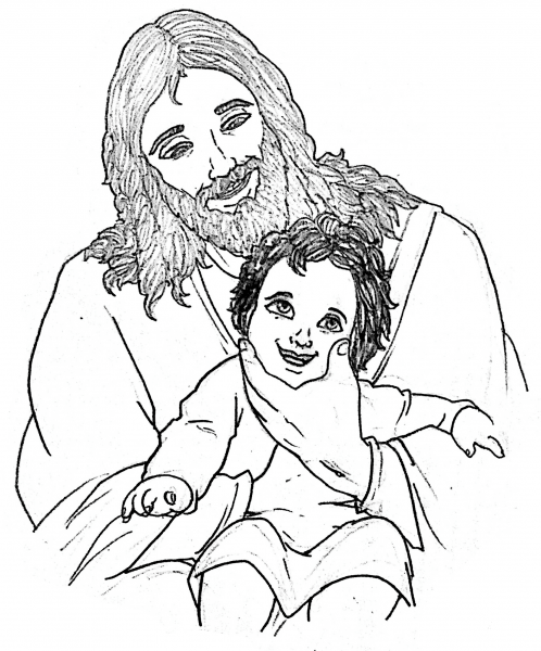 Jesus Holding a Little Child coloring page image