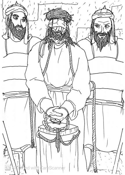 Jesus in Prison coloring page image