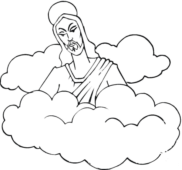 Jesus In The Clouds   coloring page image