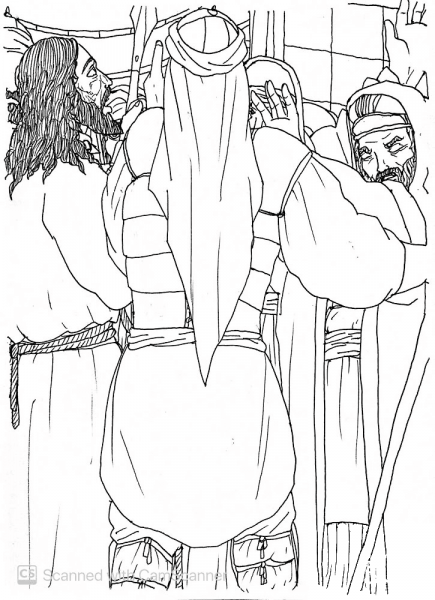 Jesus is Brought Before the Jewish Council coloring page image