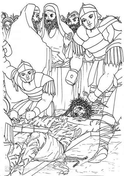Jesus is Nailed to the Cross coloring page image