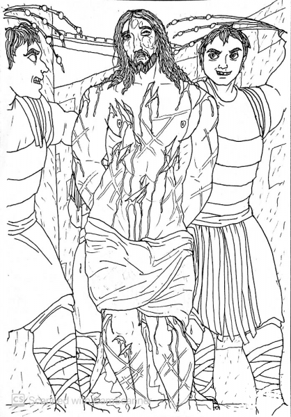 Jesus is Scourged on Pilates Orders coloring page - ColouringPages