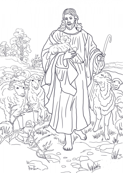 Jesus is the Good Shepherd coloring page image