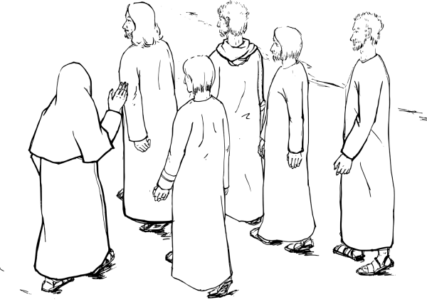 Jesus Leading the Way to Jerusalem coloring page image