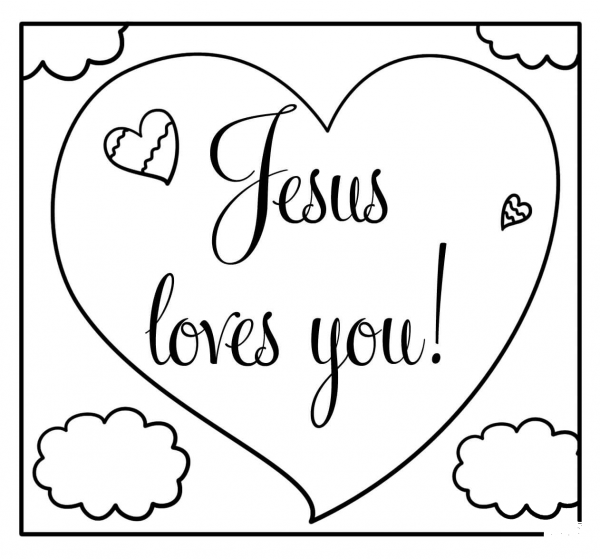 Jesus Loves You – Encouraging Christian Note coloring page image