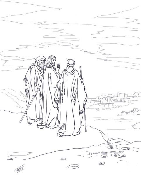 Jesus on the Road to Emmaus coloring page image