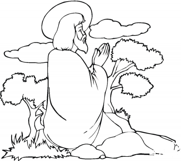 Jesus Praying  coloring page image