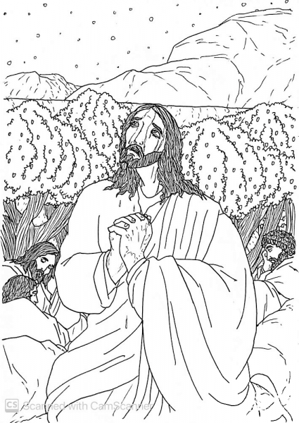 Jesus Prays to His Father the Agony in the Garden coloring page image