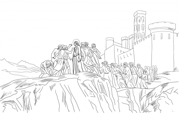 Jesus Rejected in Nazareth  coloring page image