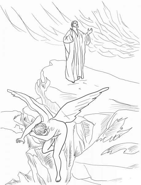 Jesus Rejects Temptation coloring page image