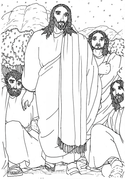 Jesus Returns to His Disciples in Order to Check on Them coloring page image